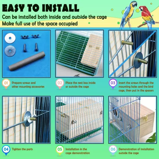 kathson Parakeet Nest Box Budgie Nesting House Cockatiel Breeding Parrots Mat...