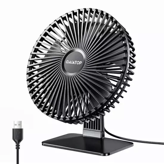 GAIATOP Portable USB Desk Fan-Adjustable Cooling with 4 Speed Modes Home Office