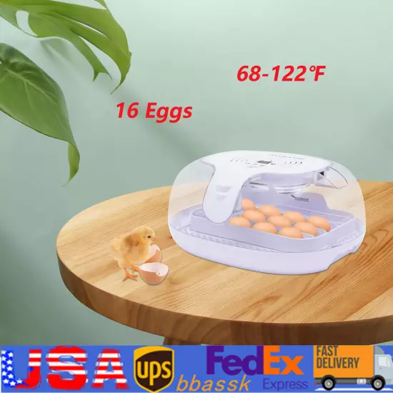 16 Eggs Incubator Turning Digital Hatcher Chicken Egg Automatic Turner Hatching