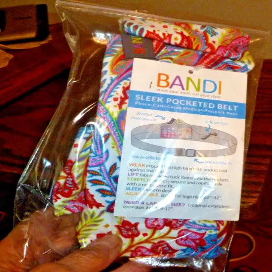 BANDI Sleek Pocketed Belt (Phone-Cash-Cards-Passport-Keys) Stash your stuff.