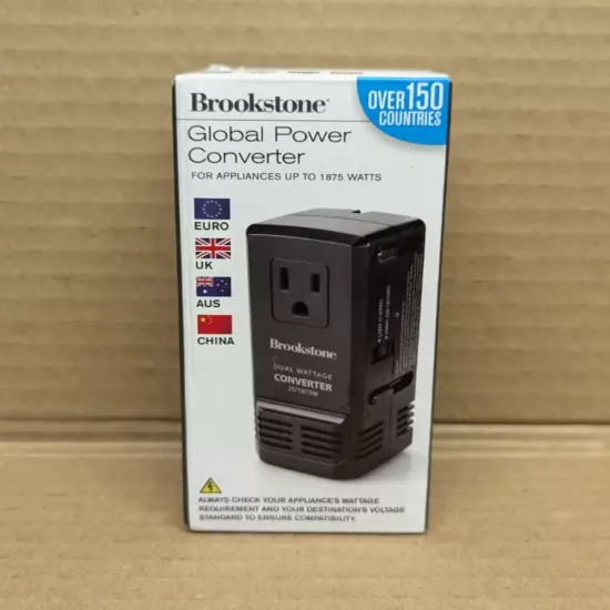 Brookstone Global Power Converter For Appliances Up To 1875 Watts Black