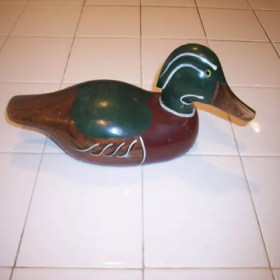 EXCELLENTLY HANDCRAFTED SOLID WOOD COLLECTIBLE 15in DECOY WOODS DUCK 