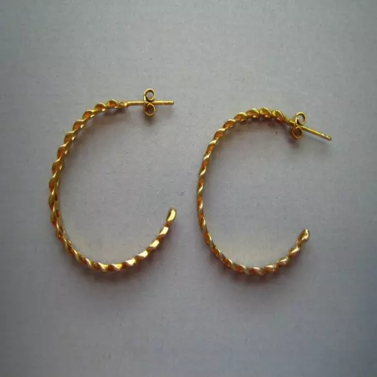 GOLD TONE CHAIN HOOP PIERCED EARRINGS