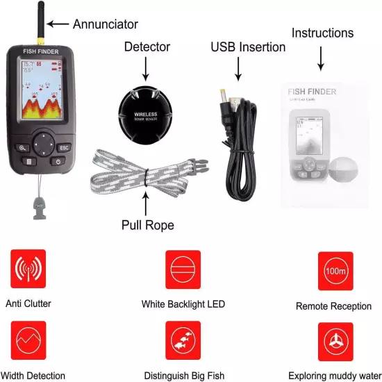 LUCKY Wireless Sonar Fishing Alert Fish Finder Underwater Echo Sounder Fishing D