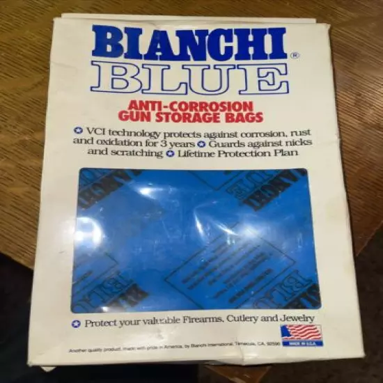 Bianchi Blue Rust Prevention Gun Storage Bags 8”X 14”X 6 MIL (Package of 3)