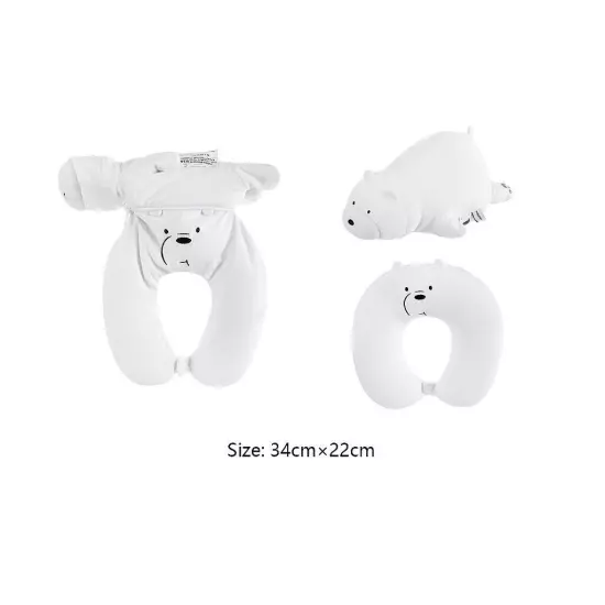 Miniso x We Bere Bear Plush Neck Pillow Travel Support Head Panda Gizzly IceBear