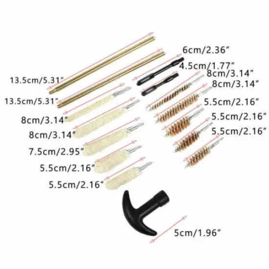 16pcs Gun Cleaning Brush Kit Set For .22 38 40 44 45 357 cal 9mm Handgun Pistol