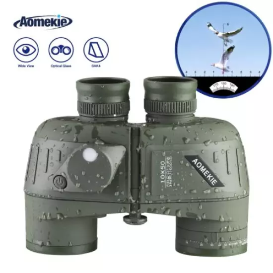 10X50 Binoculars with Rangefinder Compass Boating Military Marine Telescope Gift