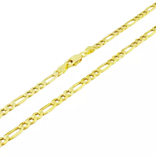 14K Yellow Gold 2mm-7.5mm Figaro Link Chain Necklace Bracelet Men Women 7"- 30"