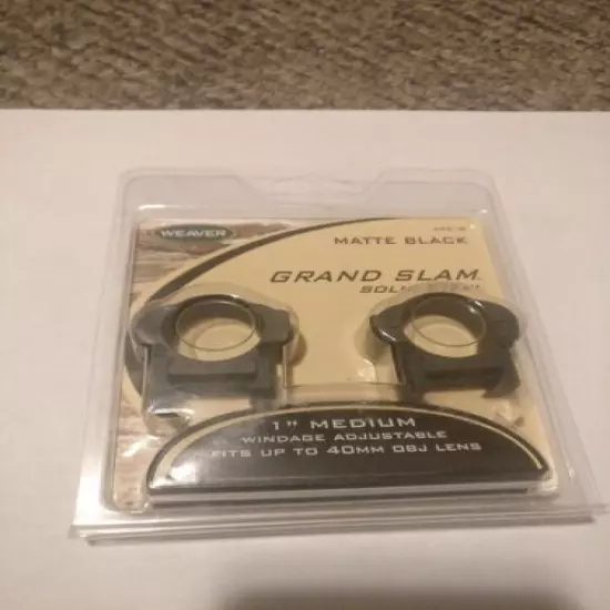 Weaver Grand Slam Windage Rings 1" Medium Matte 49318 - NEW - 