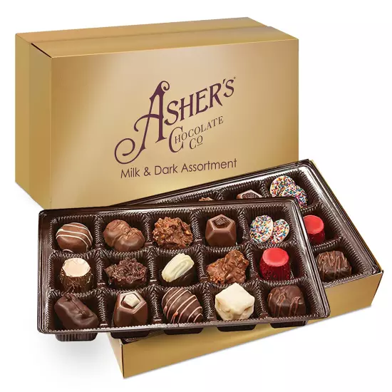 Ashers Chocolate Assortment, Milk & Dark, 32 Pieces, 16oz Gift Set