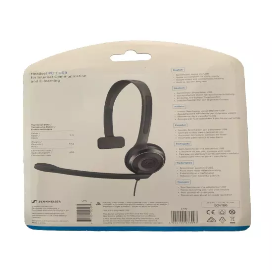 Sennheiser USB Headset for PC and MAC Consumer Audio PC 7 USB - Mono New Sealed