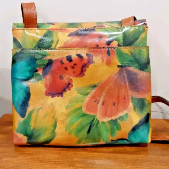 NEW NWT Patricia Nash Granada Leather Crossbody Bag in Watercolor Butterfly