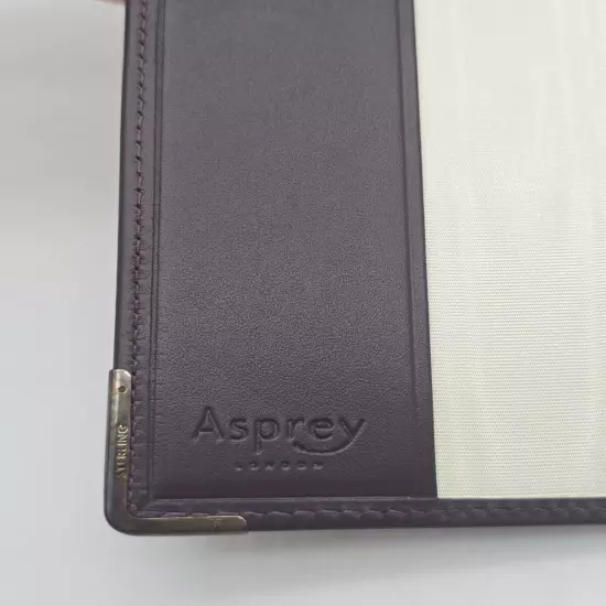 Asprey Brown Leather Sterling Silver Corners Passport Case Holder w/ Box