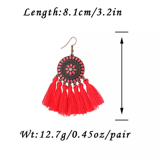 Fashion Women Bohemian Earrings Long Tassel Fringe Drop Dangle Ear Stud Jewelry