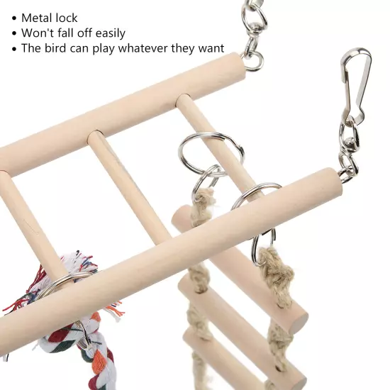 Bird Suspension Bridge Wooden Molar Claws Grinding Bird Swing Ladder Toy For