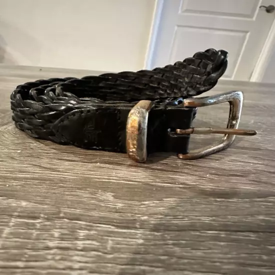 Vintage dockers black leather braided belt size 40