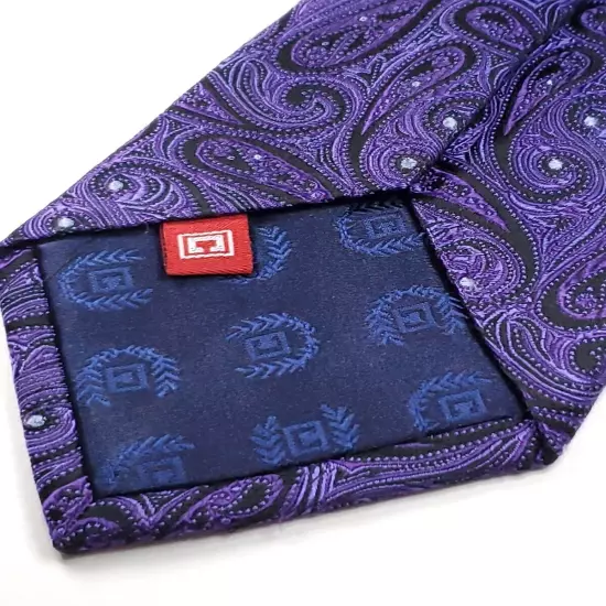 RALPH LAUREN CHAPS Handmade 100% Silk Tie Men's Purple Black Paisley Necktie NEW