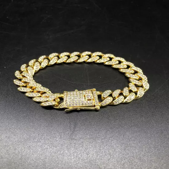 Men’s 9” Miami Cuban Link Chain Bracelet, CZ Bracelet, Bling, New