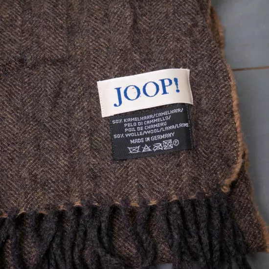 JOOP! Men's Brown Classic Camel Hair & Wool Scarf Size 150cm x 34cm