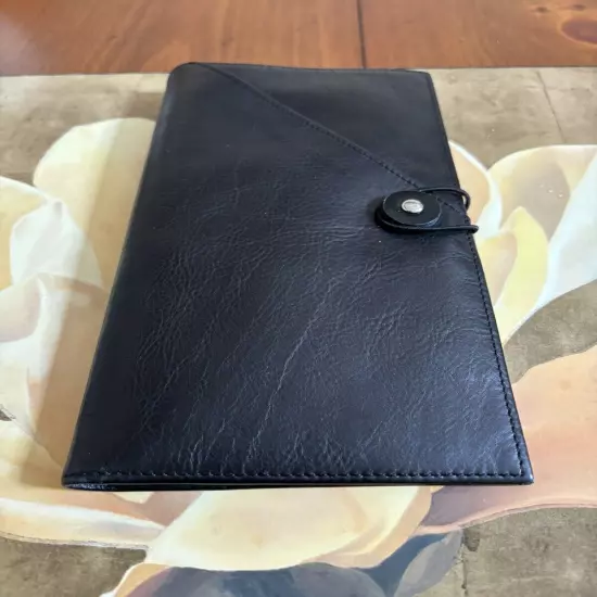 Bosca Black Leather Flight Attendant Passport Wallet And Address Book Planner