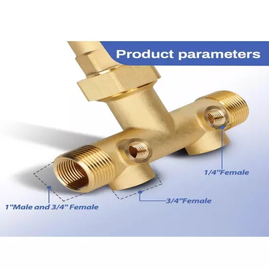 1"x 11"Well Pressure Tank Tee Kit with 40/60psi Pressure Switch, Brass