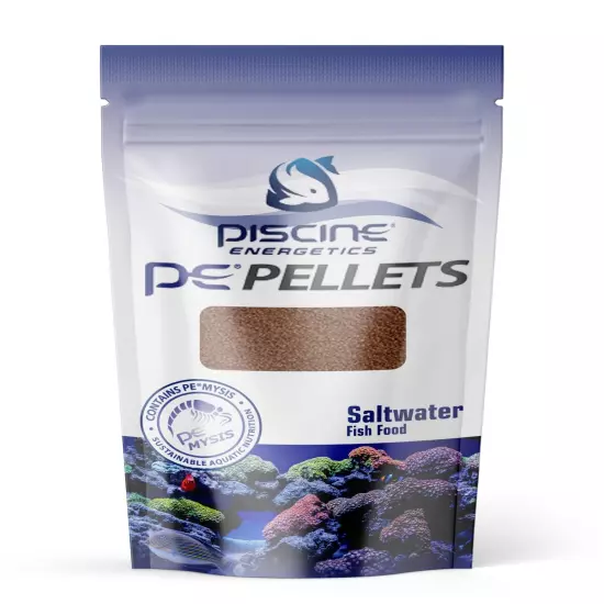 Piscine Energetics PE Pellets Saltwater Fish Food, 2mm 4 oz / 113g (Pouch)