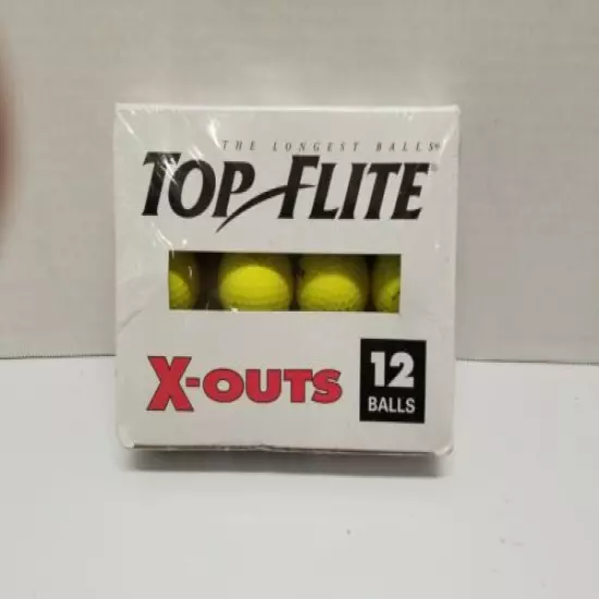 Vintage Top Flight X-outs Yellow Golf Balls, Set Of 12, NOS