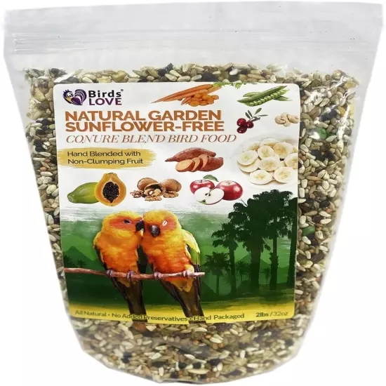 All Natural Garden Blend Bird Food for Conures - Sunflower Free 2lb