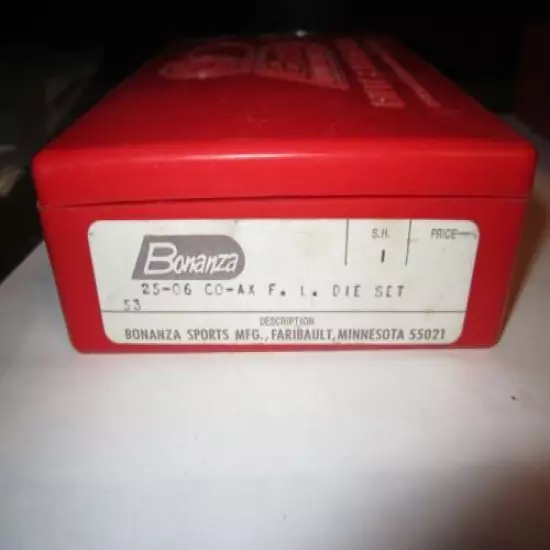 Bonanza Reloading 2-Dies 25-06 Co-Ax F.L. Die Set #53 GENTLY USED WITH CASE