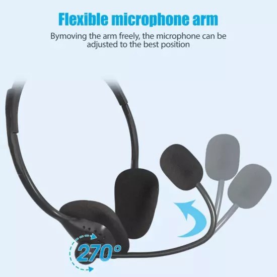 USB Headset Headphone with Microphone Noise Cancelling for PC Computer Call Chat