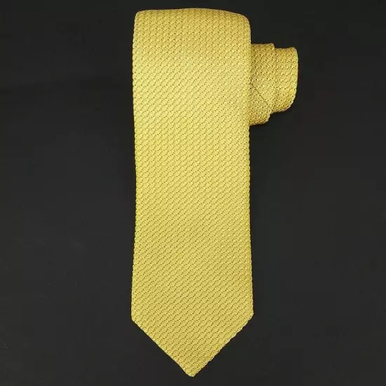 NICKY MILANO Mens Yellow SOLID Woven Grenadine Silk Tie Italy NWT