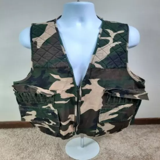 Vintage SPORTS AFIELD CAMO HUNTING SHELL POCKETS BIRD POUCH VEST Size XL