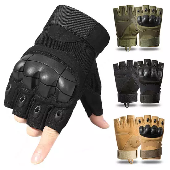 Tactical Mens Gloves Army Military Motorcycle Cycling Hiking Hunting Fingerless