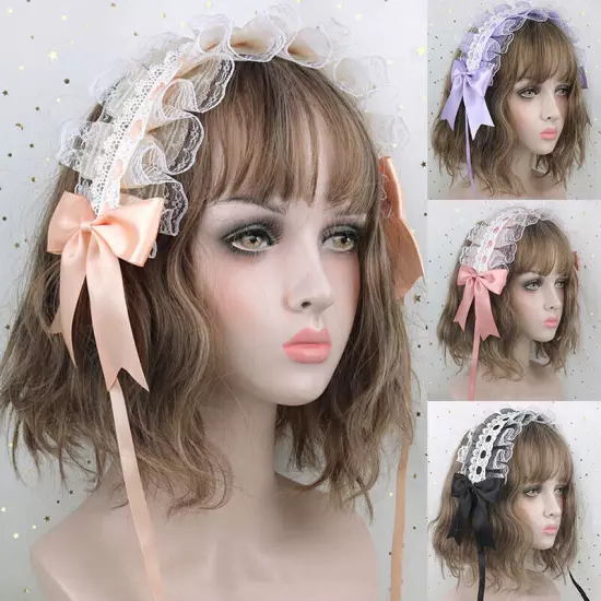 Lolita Lace Hair Hoop Women Girl Cosplay Headband Women Bowknot Hair Accessory