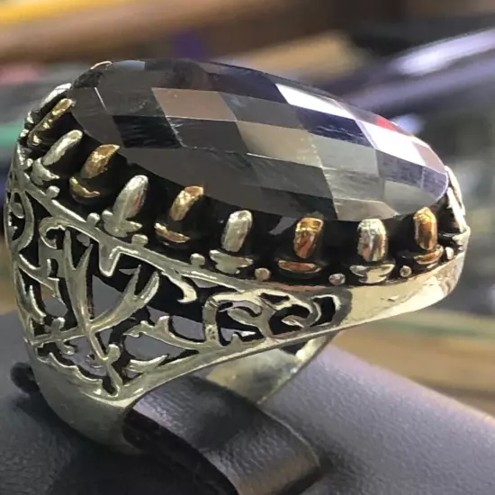 Men Silver 925 Natural Onyx Gemstone Ring,Royal,Luxury خاتم فضة اونكس طبيعي فحل