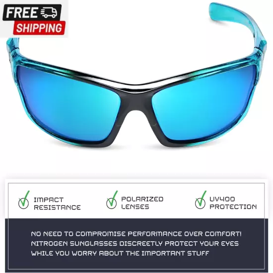 Polarized Wrap around Sport Sunglasses for Men Women UV400 Protection Sun Glasse