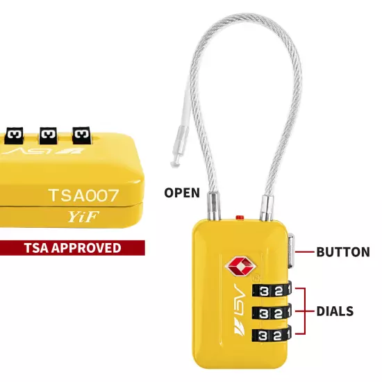 BV TSA Luggage Lock Suitcase Travel Lock Digit Combination Multi-Colors (2 Pack)