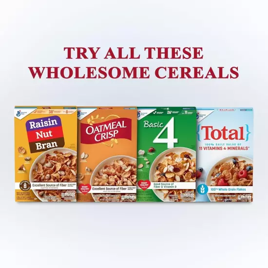 Total Breakfast Cereal, 100% Daily Value of 11 Vitamins & Minerals, Whole Grain