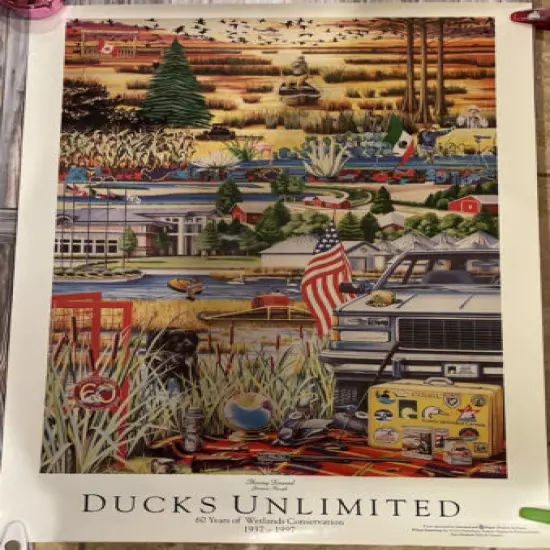 Ducks Unlimited 60th Anniversary Moving Forward Poster Jennine Hough 1997