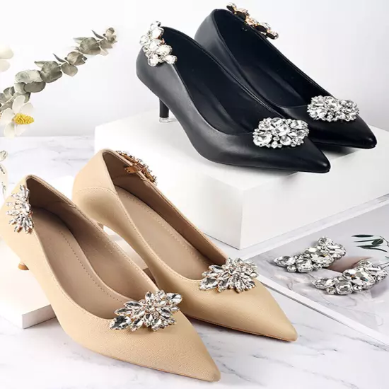 Diamante Rhinestone Shoe Clips Charms Buckle Removable Crystal Shoe Decoration