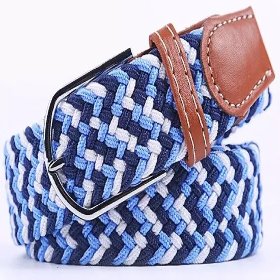 Mens Womens Belt Unisex Braided Elastic Stretch Fabric Enduring Woven Many Sizes