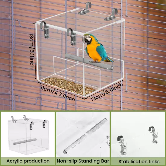 Automatic Bird Feeder Clear Acrylic Bird Cage Feeder No Spill Bird Feeder._