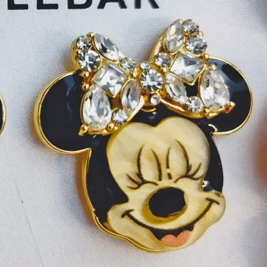 Disney x BaubleBar Minnie Stud Earrings w Rhinestone Bow NIP