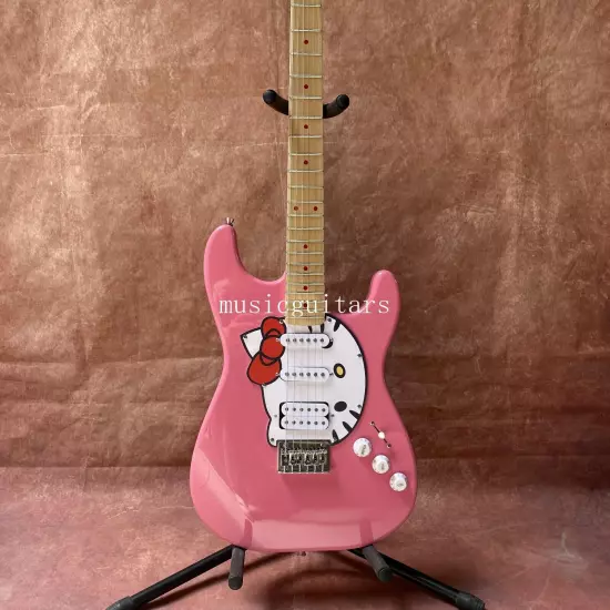 Hello Kitty Stratocaster ST Electric Guitar S-S-H pickup 22frets Fast Shipping