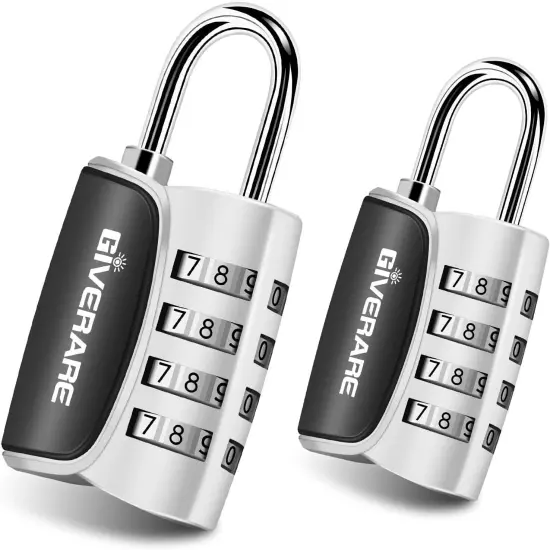 giverare 2 pack combination lock, 4-digit padlock keyless, resettable luggage lo