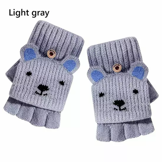 Knitted Mittens Thermal Winter Gloves Kids Gloves Fingerless Gloves Convertible