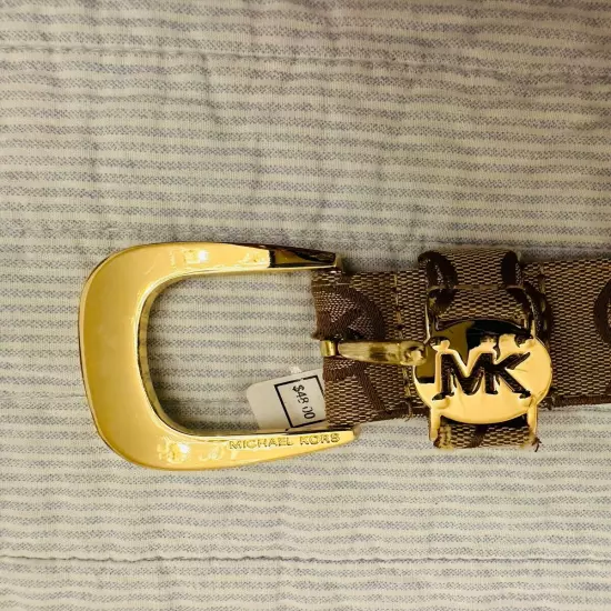 Michael Kors Women’s Monogram Belt With Gold Buckle Sz M