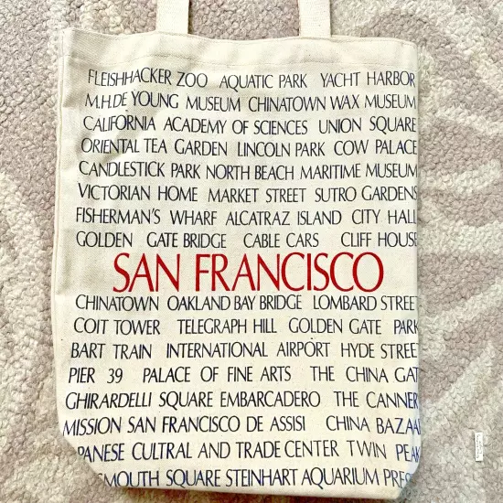 VTG Canvas Tote Bag San Francisco Dual Handle Grocery Bag San Francisco Sites