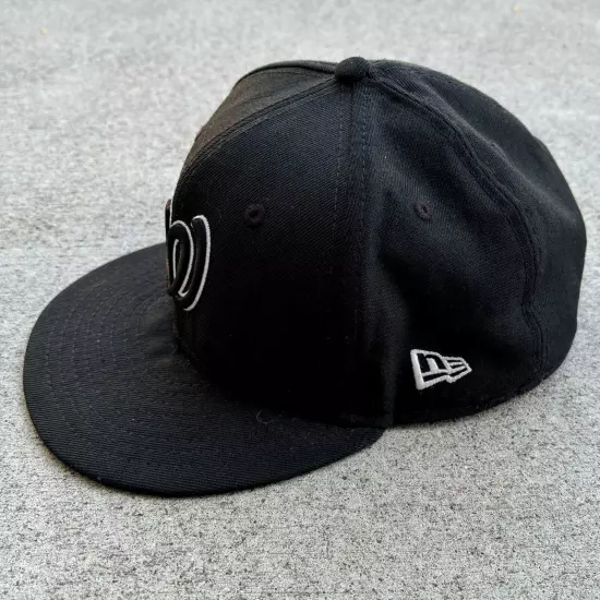 New Era Washington Nationals 59FIFTY Black Logo Wool Hat 7 3/4